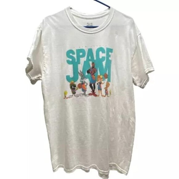 Space Jam LeBron James Shirt Adult Large White Tee A New Legacy Logo T-Shirt - Picture 1 of 9